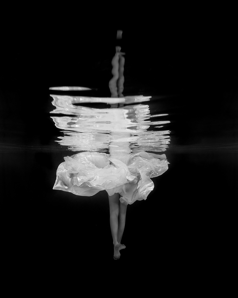 Ballet dancer wedding gown underwater