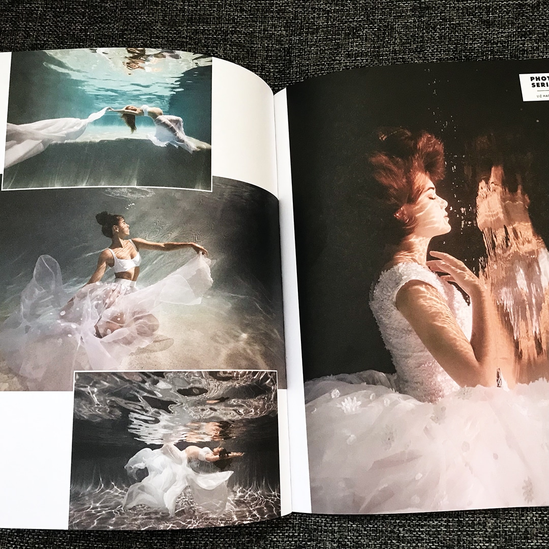 Photographer's underwater pregnancy portraits featured in “Mama Disrupt” magazine, Australia's leading publication for modern motherhood.